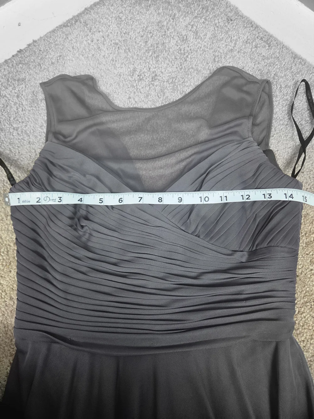 ALFRED SUNG Charcoal Maxi Dress with Ruched Crossover Bodice - Picture 8 of 9